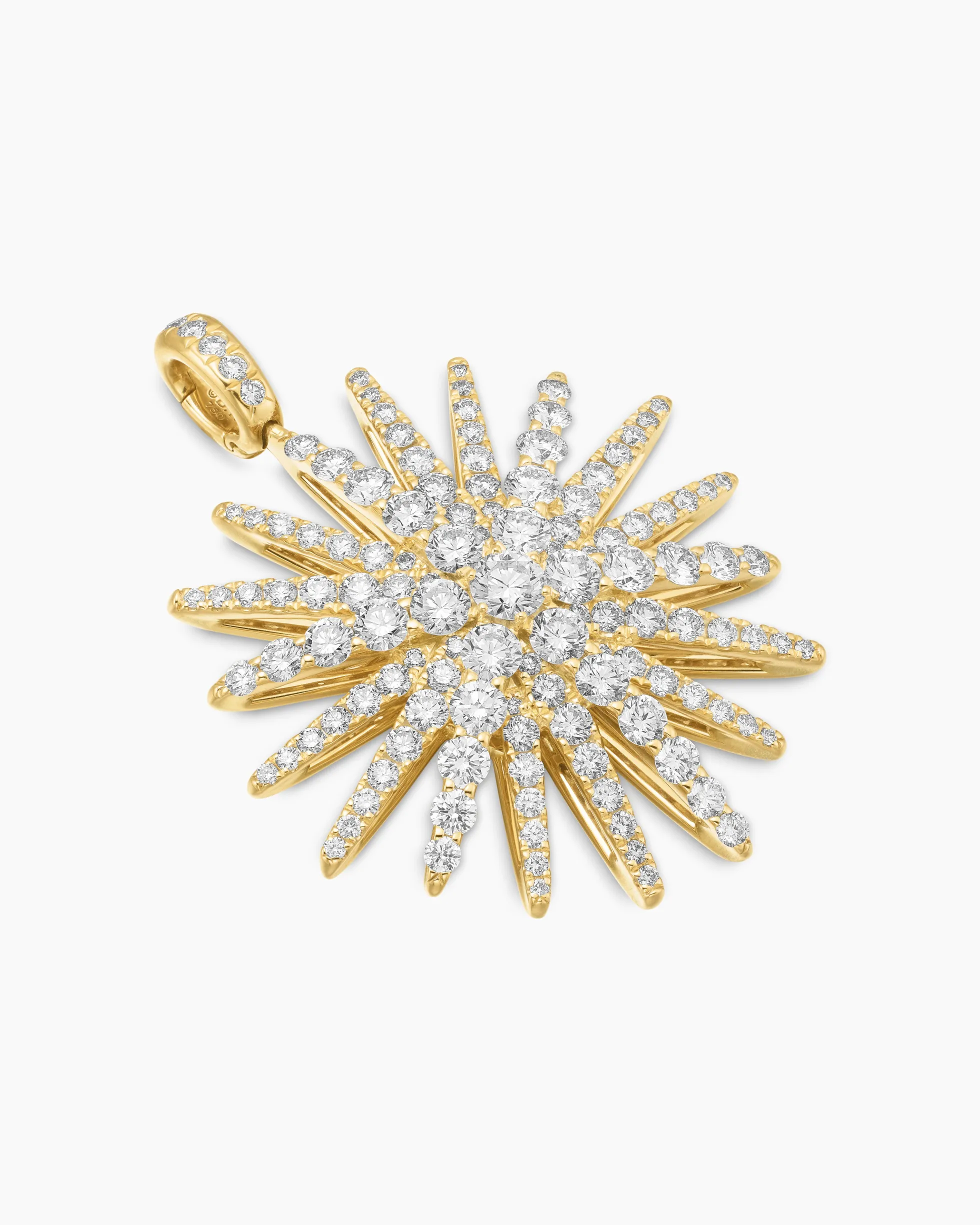 Starburst Pendant 18K Yellow Gold with Full Pavé Diamonds, 33.7mm