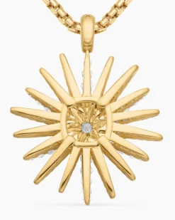 Starburst Pendant 18K Yellow Gold with Full Pavé Diamonds, 33.7mm