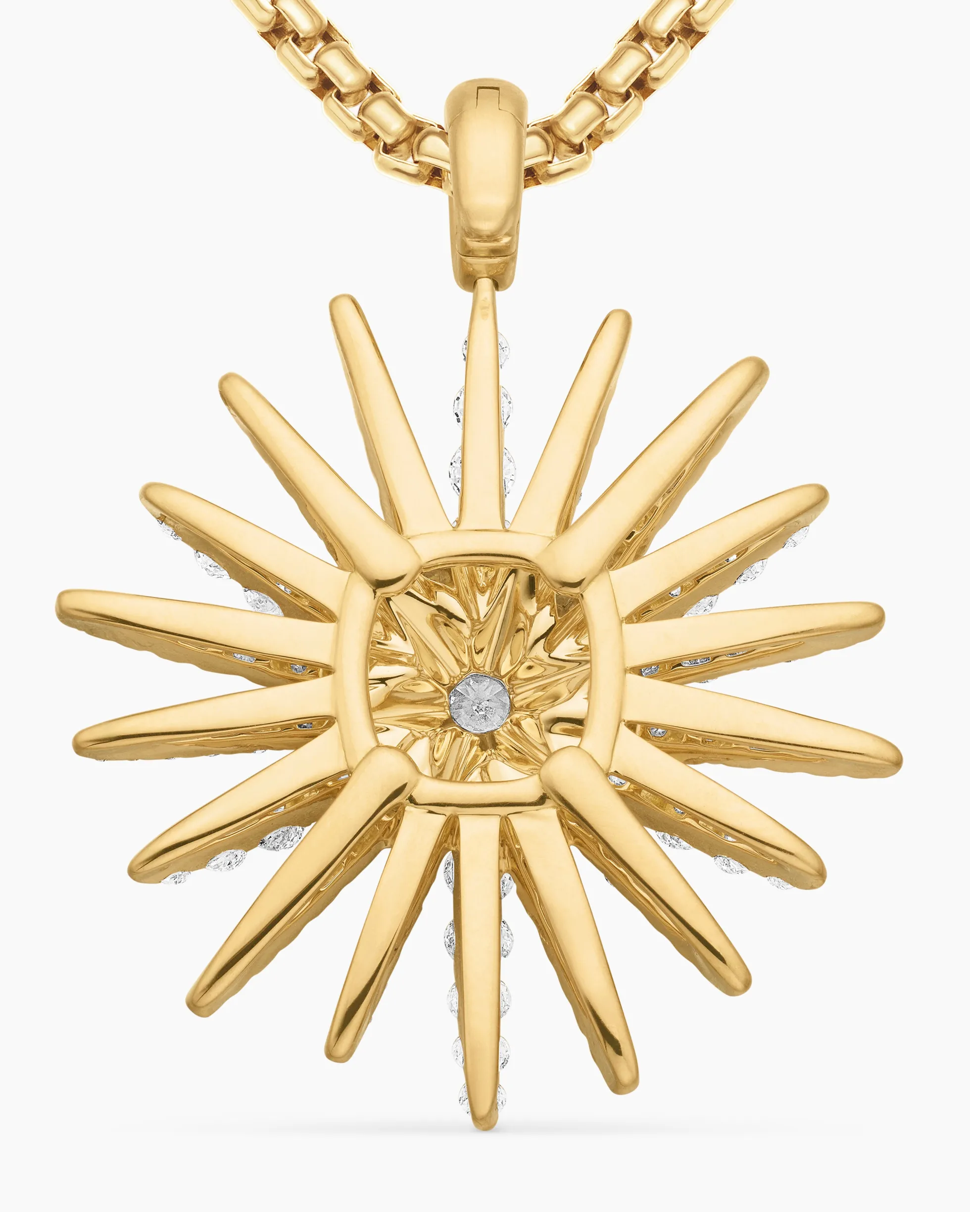 Starburst Pendant 18K Yellow Gold with Full Pavé Diamonds, 33.7mm