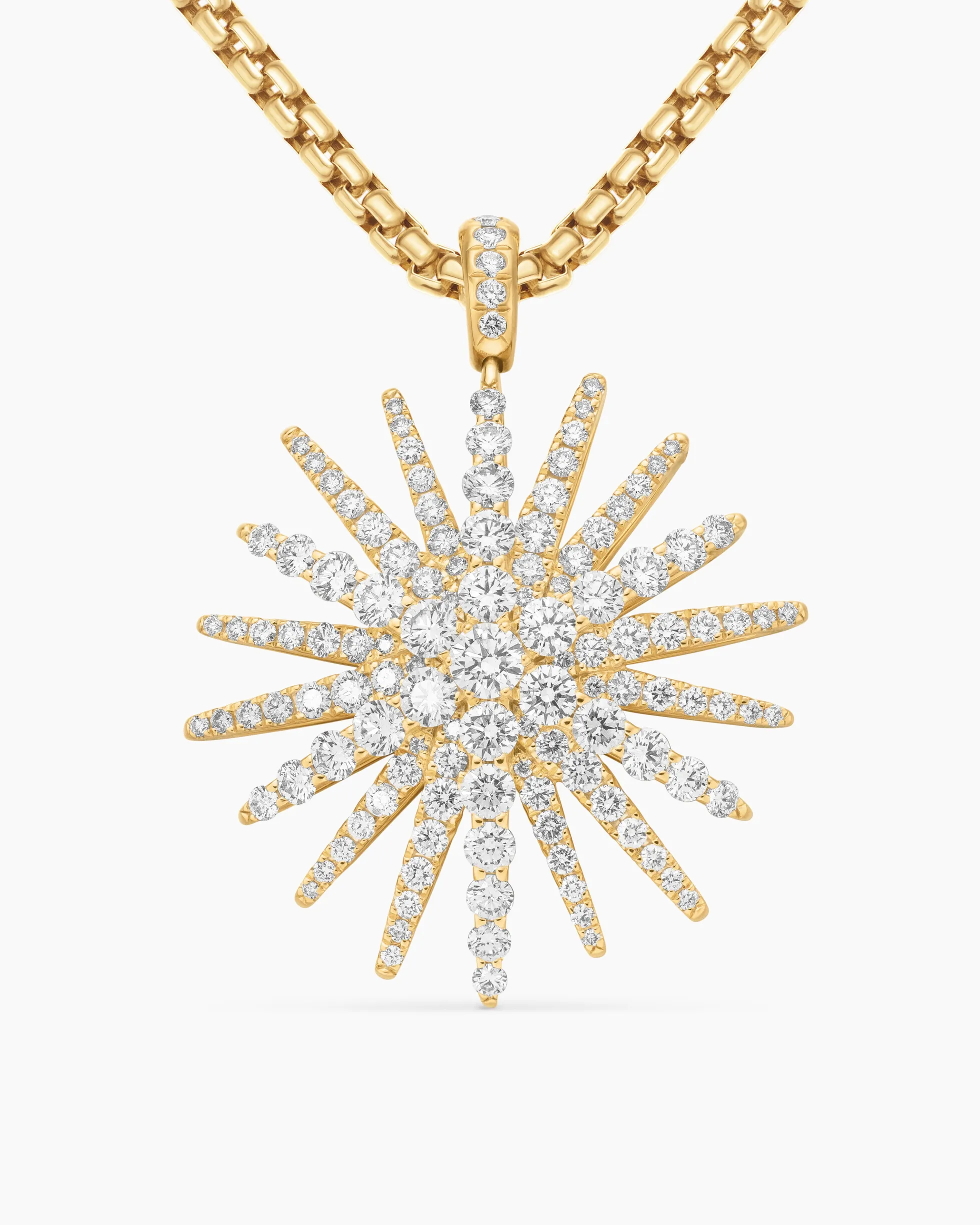Starburst Pendant 18K Yellow Gold with Full Pavé Diamonds, 33.7mm