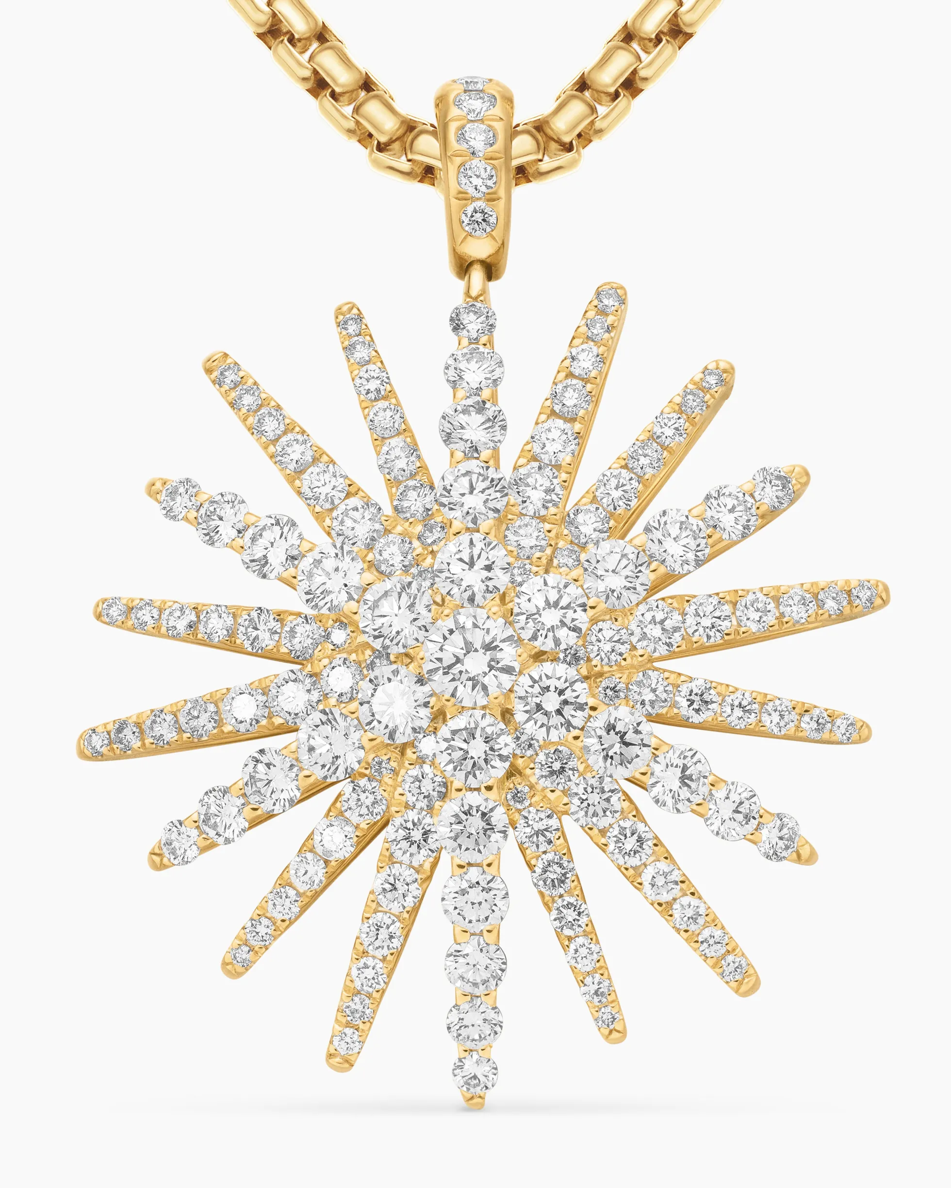 Starburst Pendant 18K Yellow Gold with Full Pavé Diamonds, 33.7mm