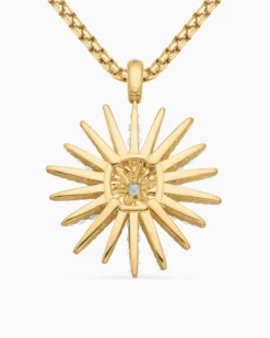 Starburst Pendant 18K Yellow Gold with Full Pavé Diamonds, 33.7mm