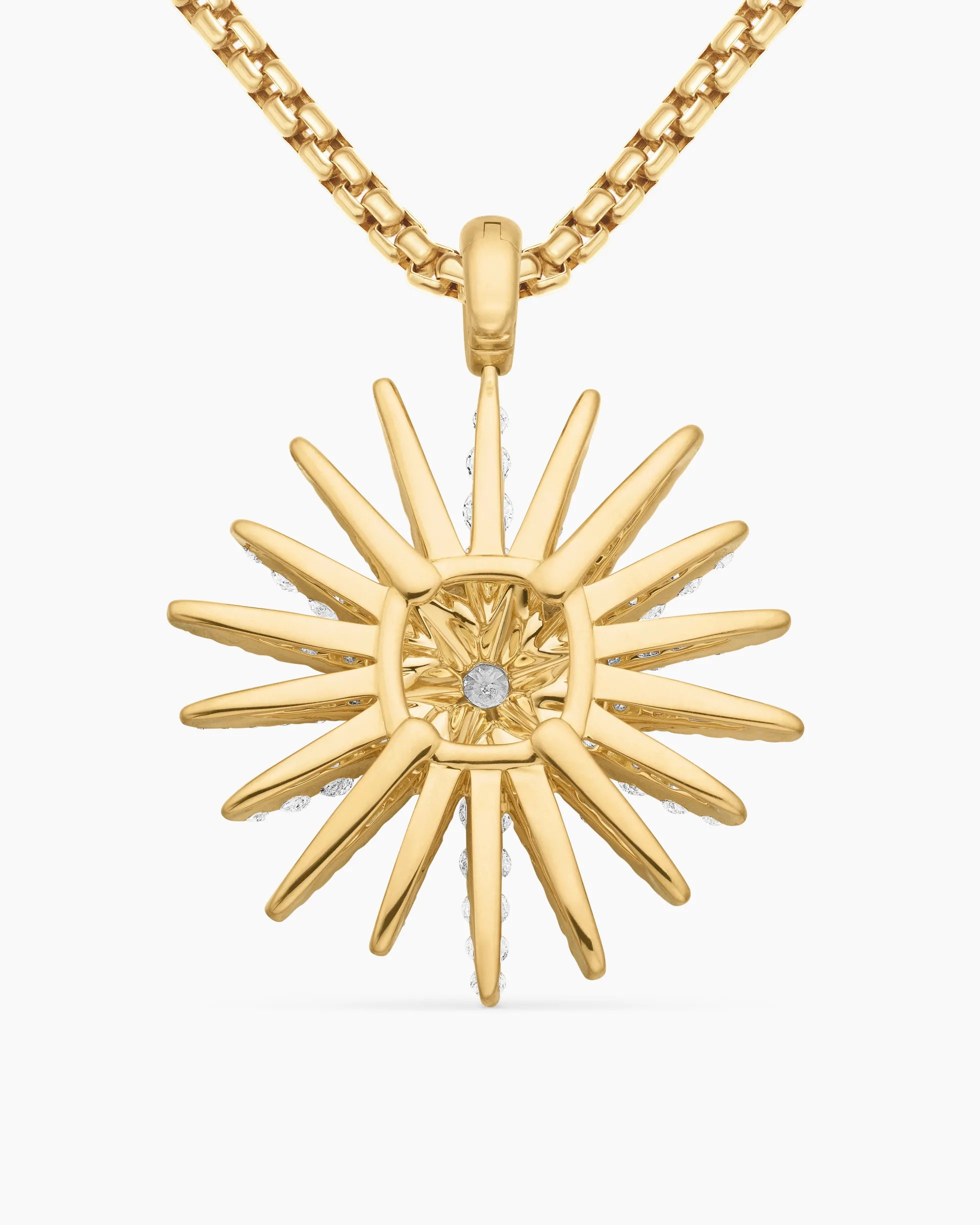 Starburst Pendant 18K Yellow Gold with Full Pavé Diamonds, 33.7mm