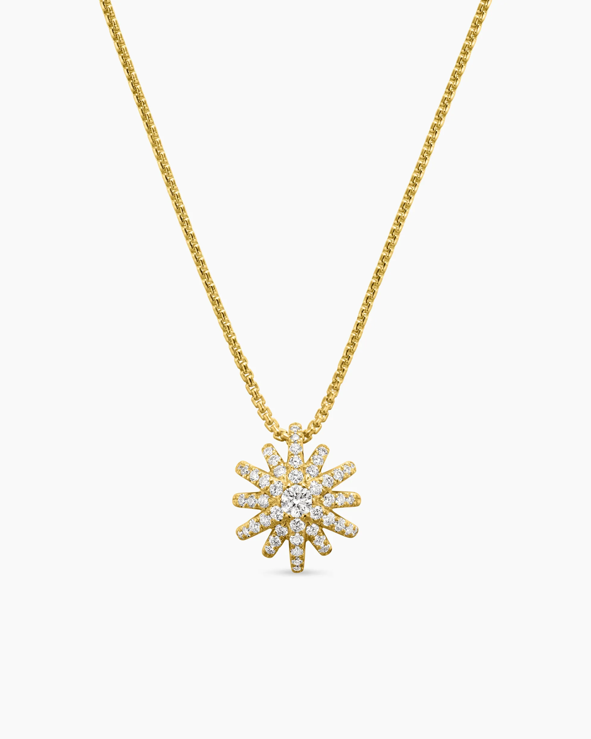 Starburst Pendant Necklace 18K Yellow Gold with Diamonds, 11mm