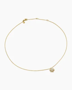 Starburst Pendant Necklace 18K Yellow Gold with Diamonds, 11mm