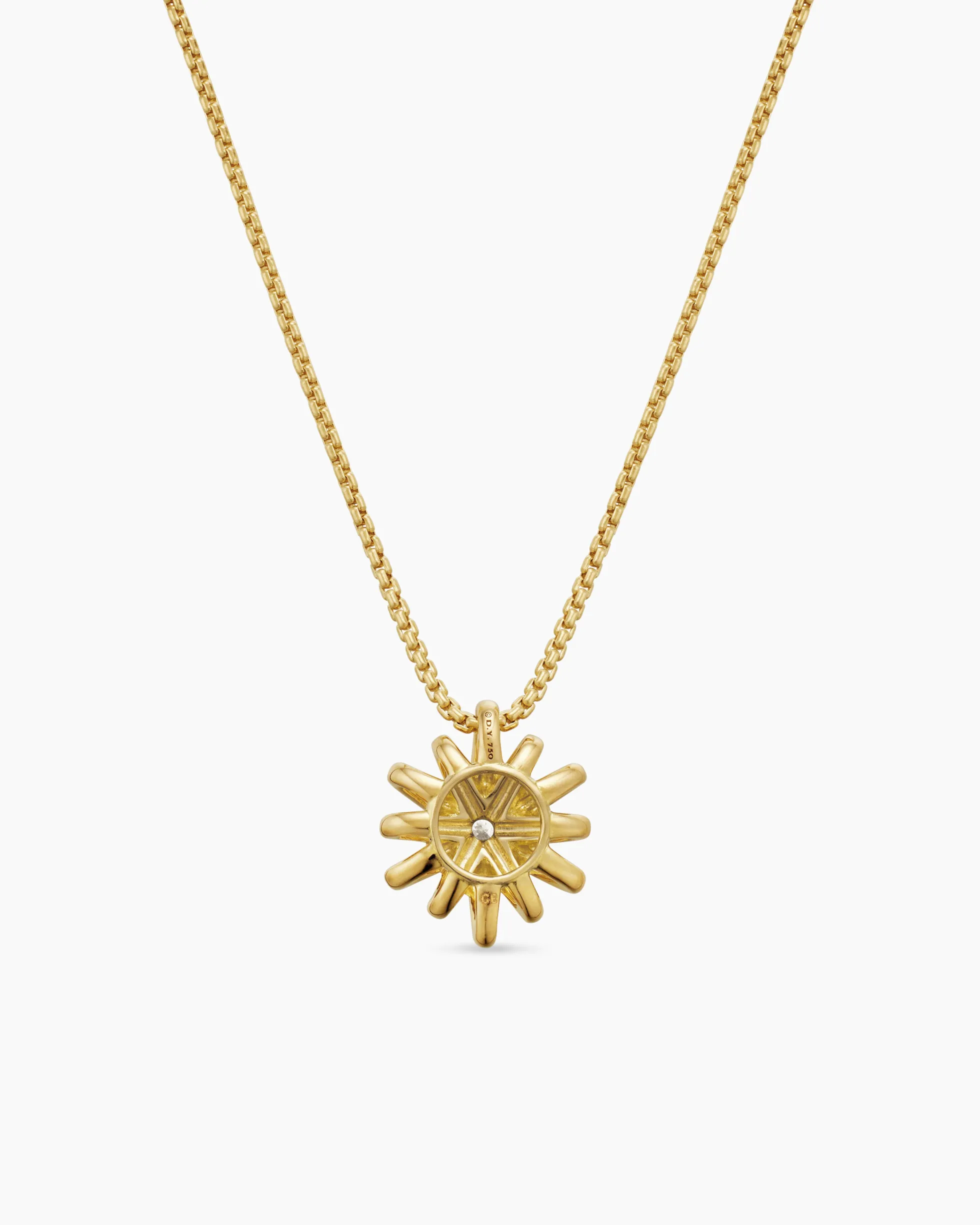 Starburst Pendant Necklace 18K Yellow Gold with Diamonds, 11mm