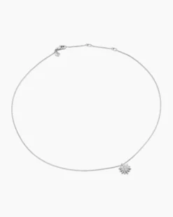 Starburst Pendant Necklace 18K White Gold with Diamonds, 12mm