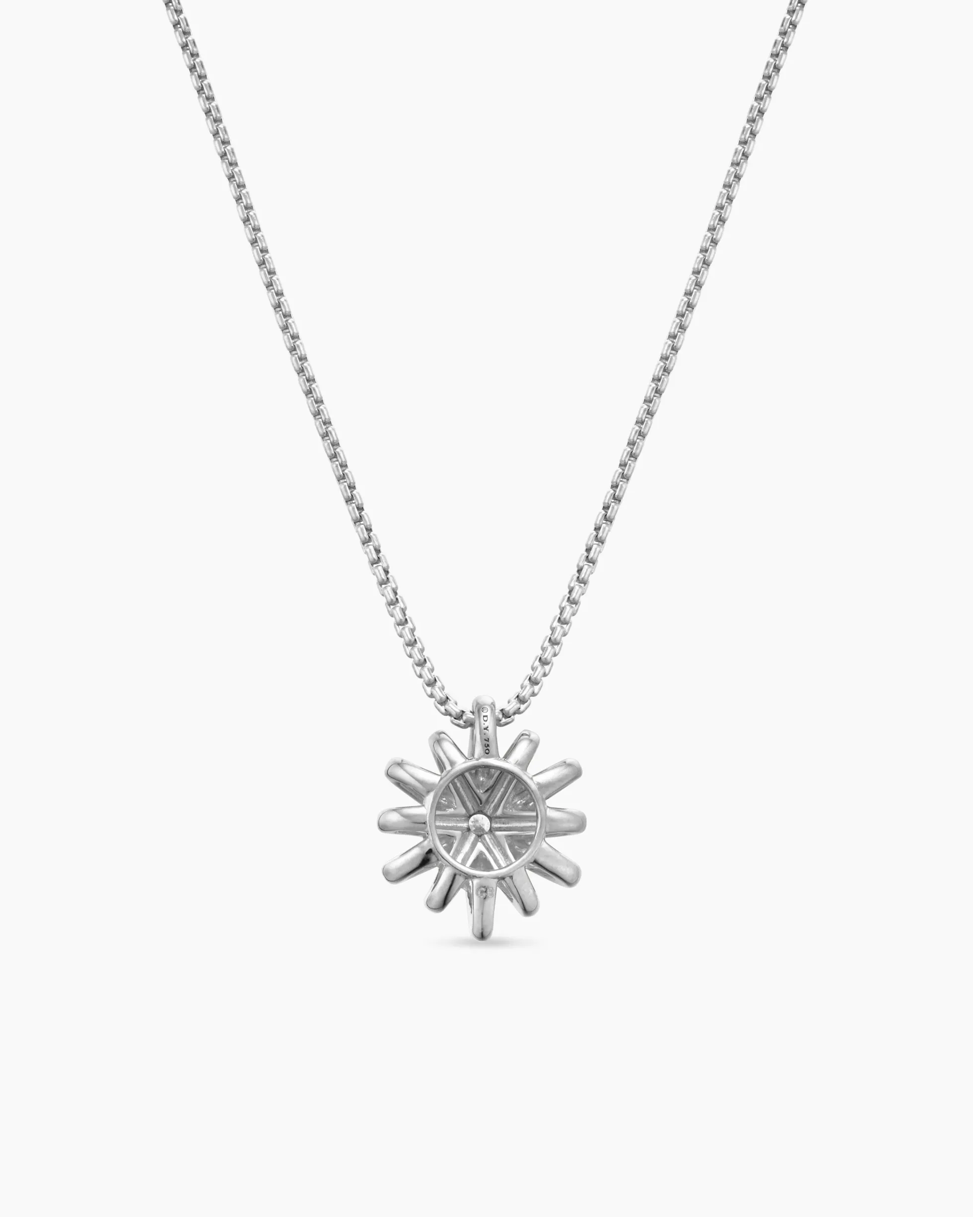 Starburst Pendant Necklace 18K White Gold with Diamonds, 12mm