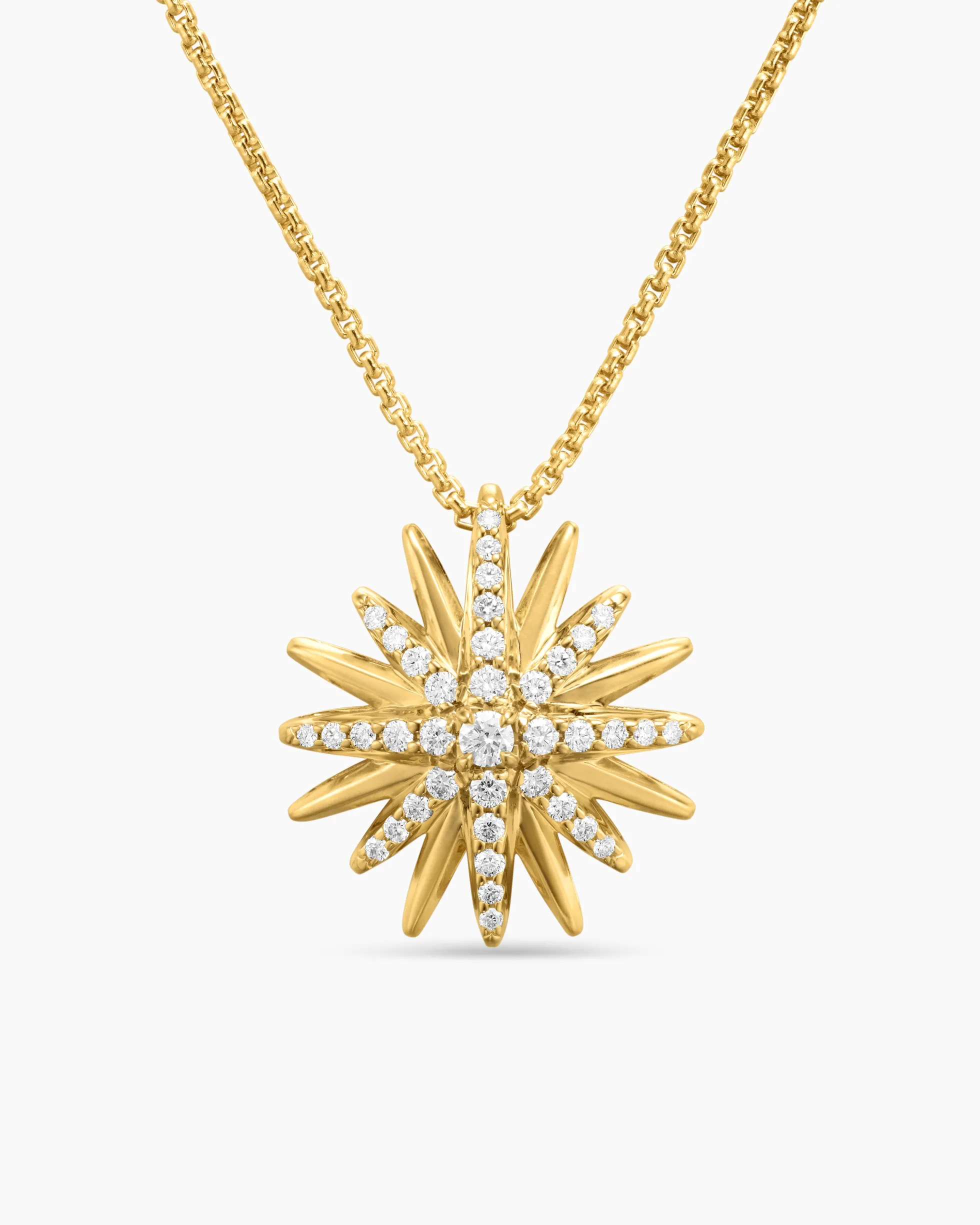 Starburst Pendant Necklace 18K Yellow Gold with Diamonds, 19mm
