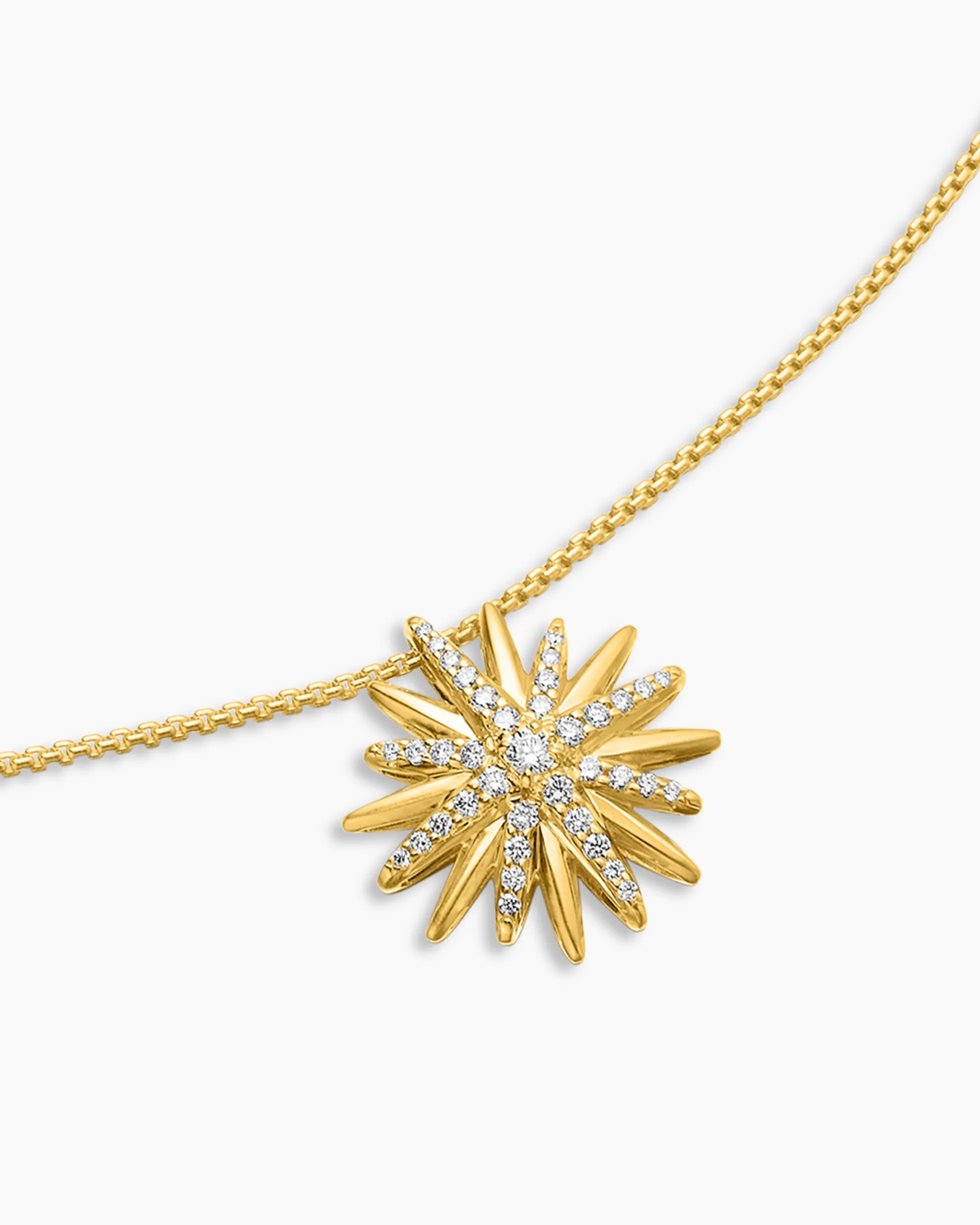 Starburst Pendant Necklace 18K Yellow Gold with Diamonds, 19mm