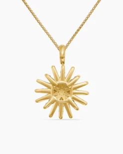 Starburst Pendant Necklace 18K Yellow Gold with Diamonds, 20mm