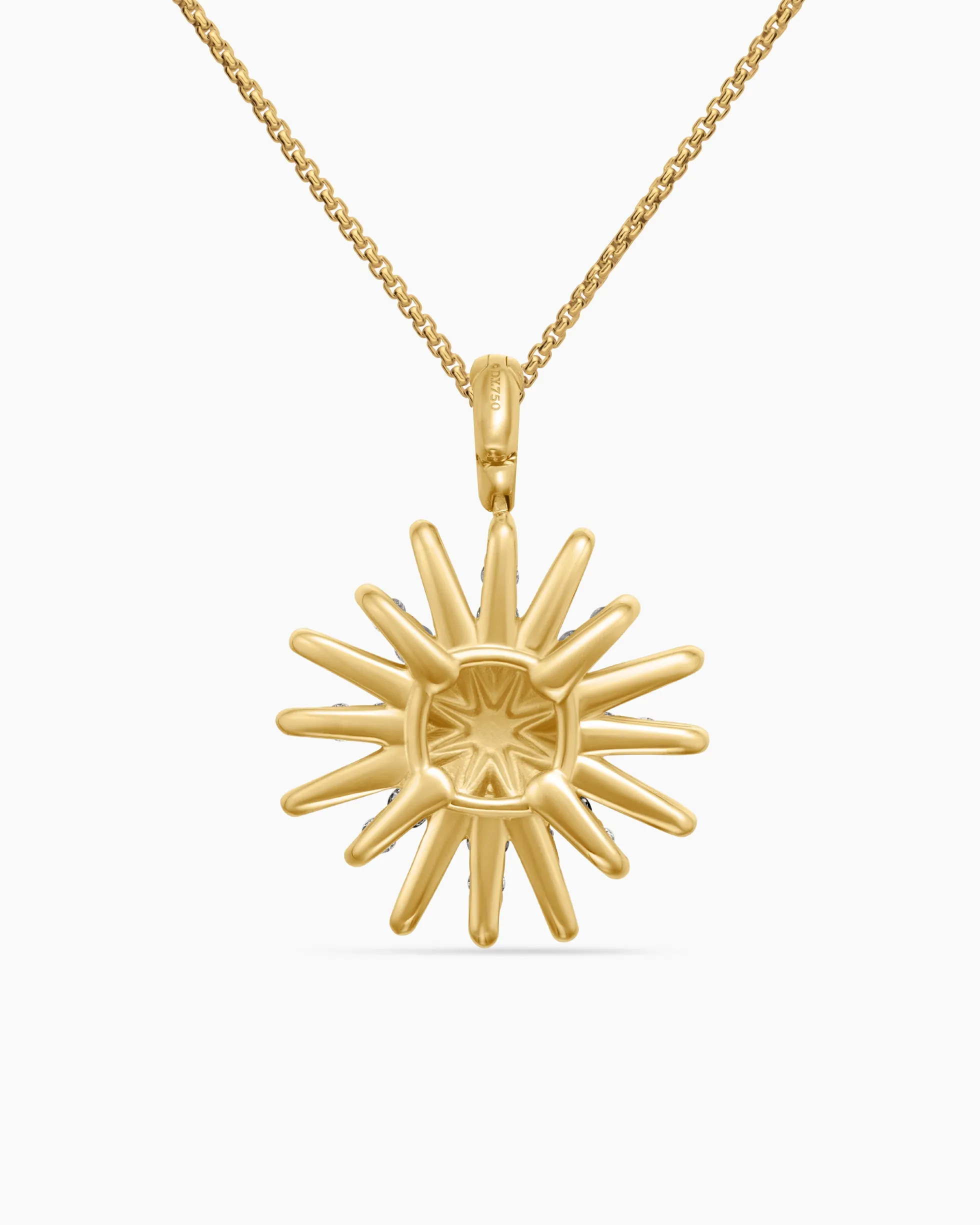 Starburst Pendant Necklace 18K Yellow Gold with Diamonds, 20mm
