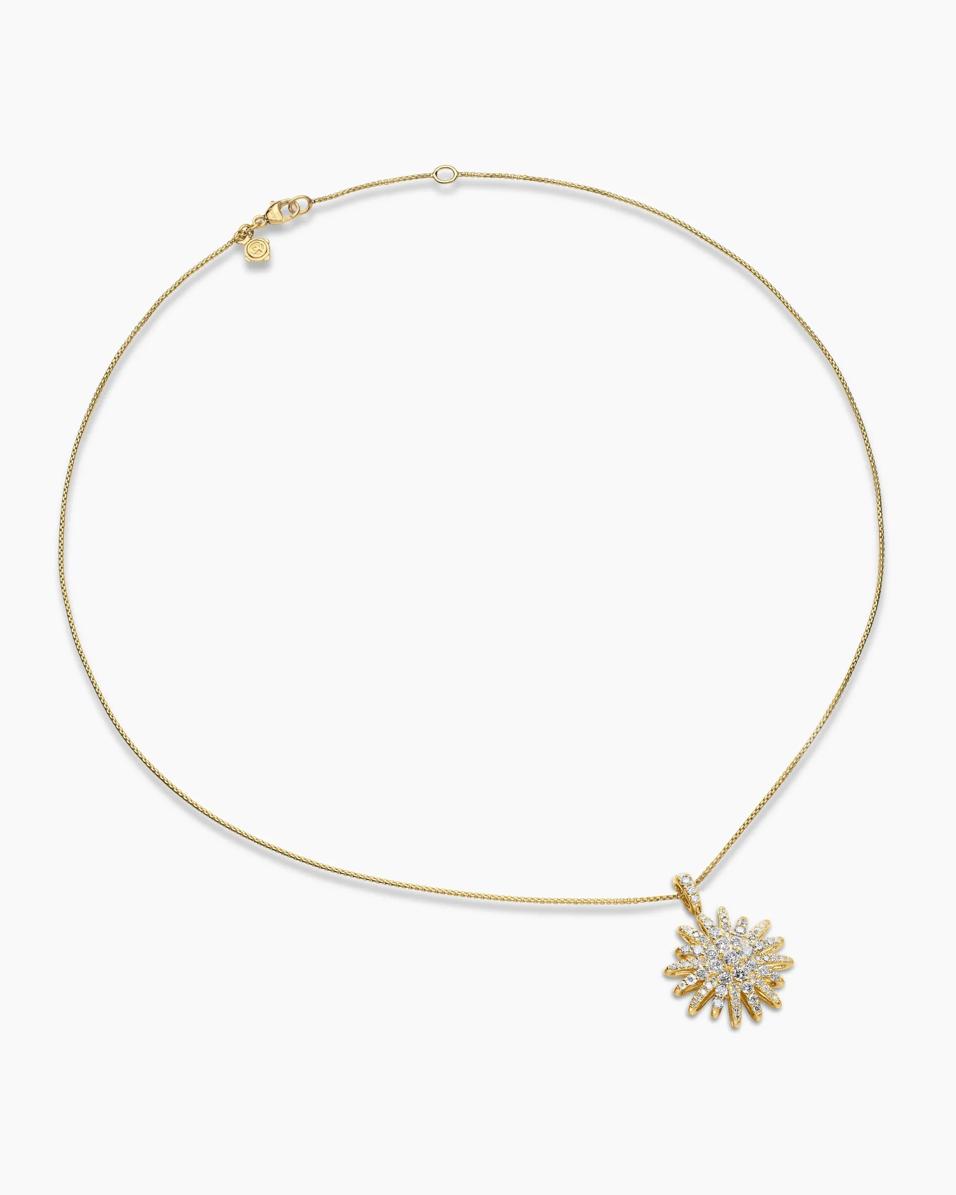 Starburst Pendant Necklace 18K Yellow Gold with Diamonds, 20mm
