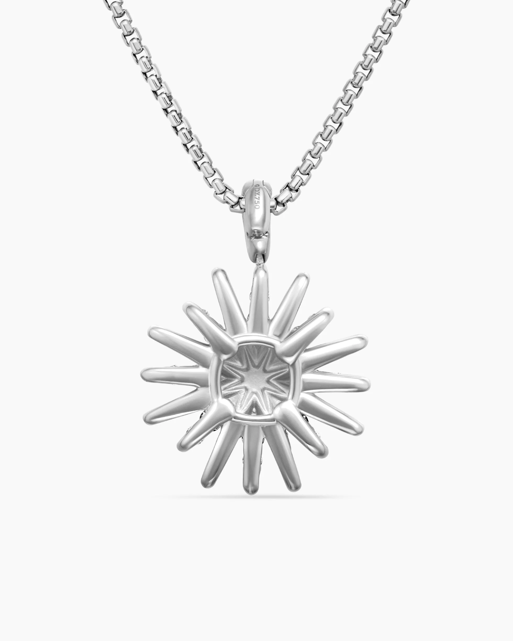 Starburst Pendant Necklace 18K White Gold with Diamonds, 20mm