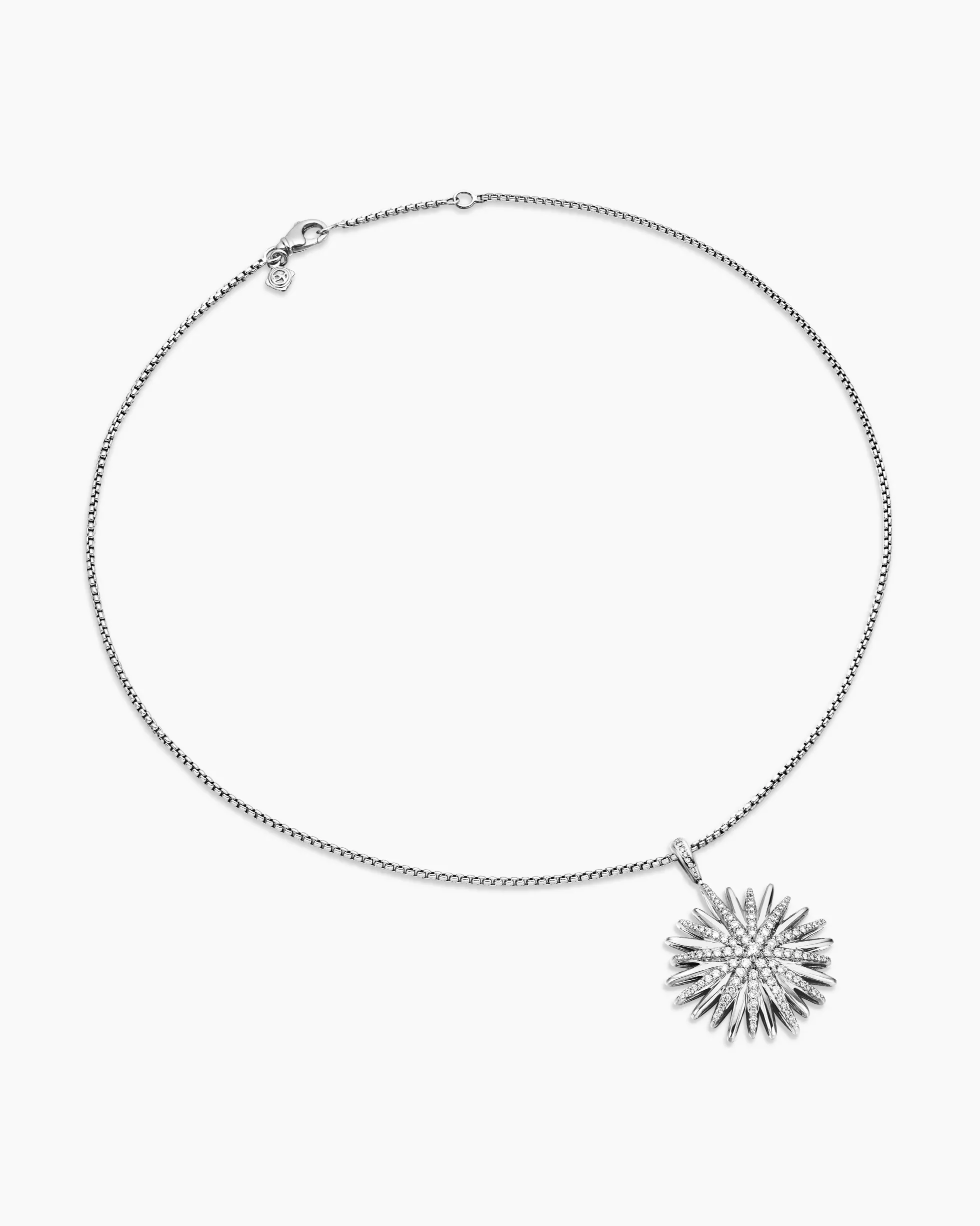 Starburst Pendant Sterling Silver with Diamonds, 32mm