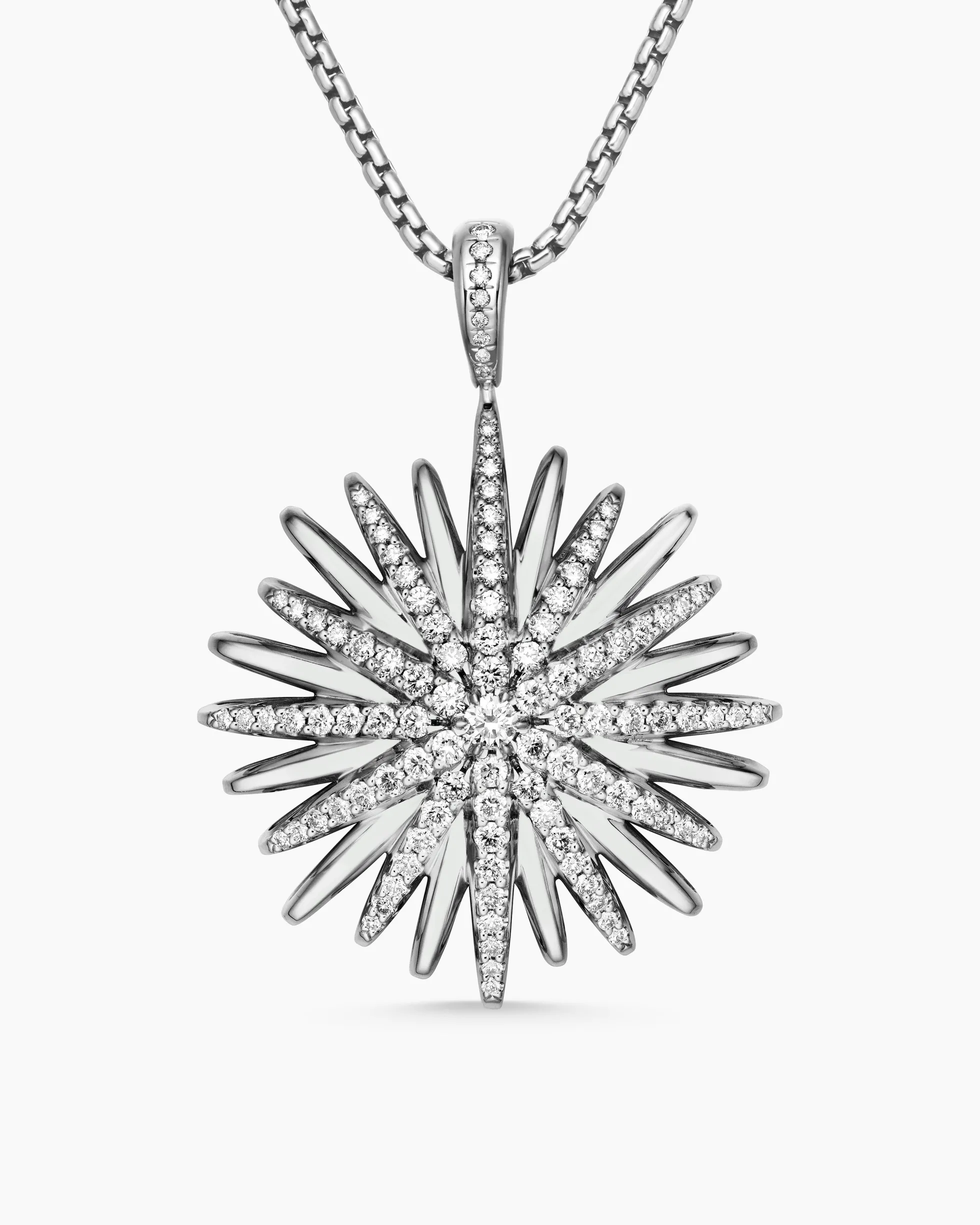 Starburst Pendant Sterling Silver with Diamonds, 32mm