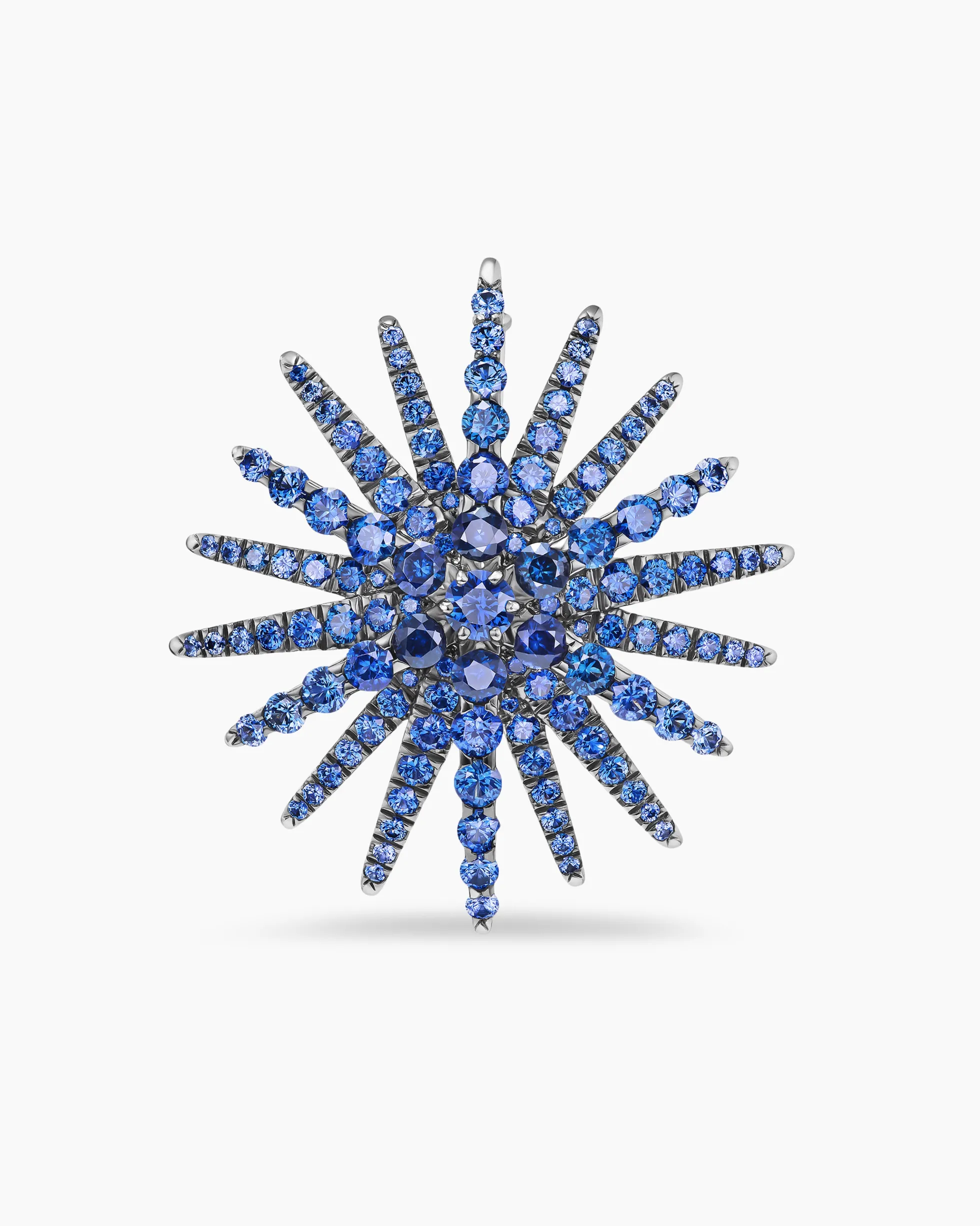 Starburst Pin White Gold with Blue Sapphires