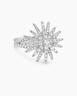 Starburst Ring 18K White Gold with Diamonds, 20mm