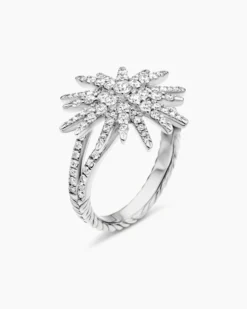 Starburst Ring 18K White Gold with Diamonds, 20mm
