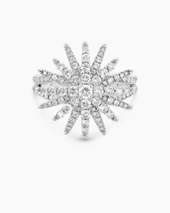 Starburst Ring 18K White Gold with Diamonds, 20mm