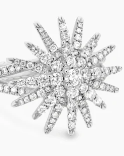 Starburst Ring 18K White Gold with Diamonds, 20mm