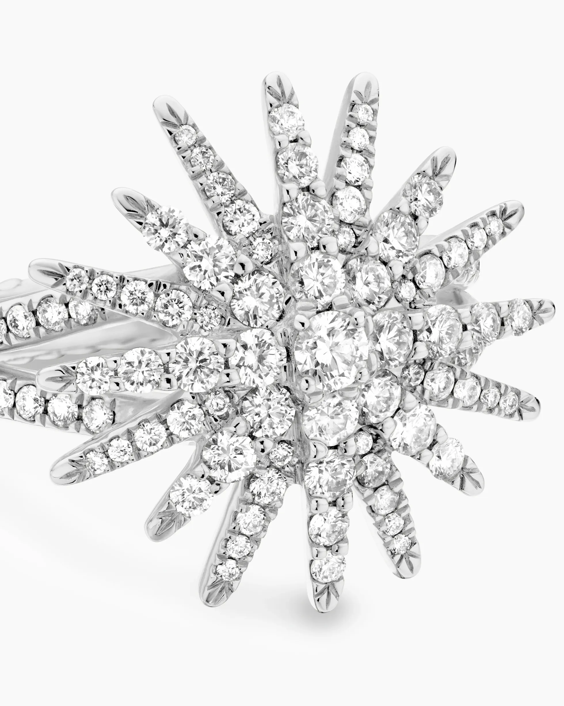 Starburst Ring 18K White Gold with Diamonds, 20mm