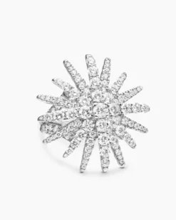 Starburst Ring 18K White Gold with Diamonds, 28mm