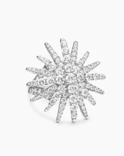 Starburst Ring 18K White Gold with Diamonds, 28mm