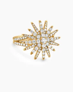 Starburst Ring 18K Yellow Gold with Diamonds, 20mm