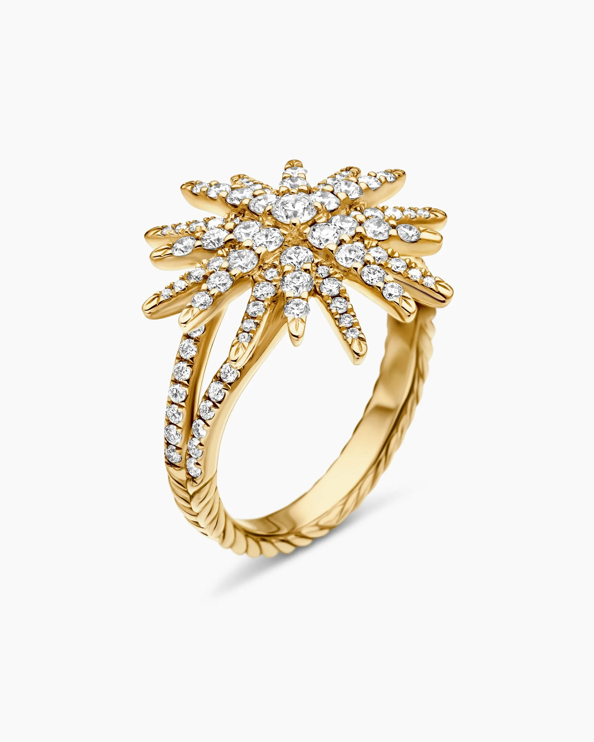 Starburst Ring 18K Yellow Gold with Diamonds, 20mm