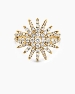 Starburst Ring 18K Yellow Gold with Diamonds, 20mm