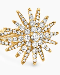 Starburst Ring 18K Yellow Gold with Diamonds, 20mm