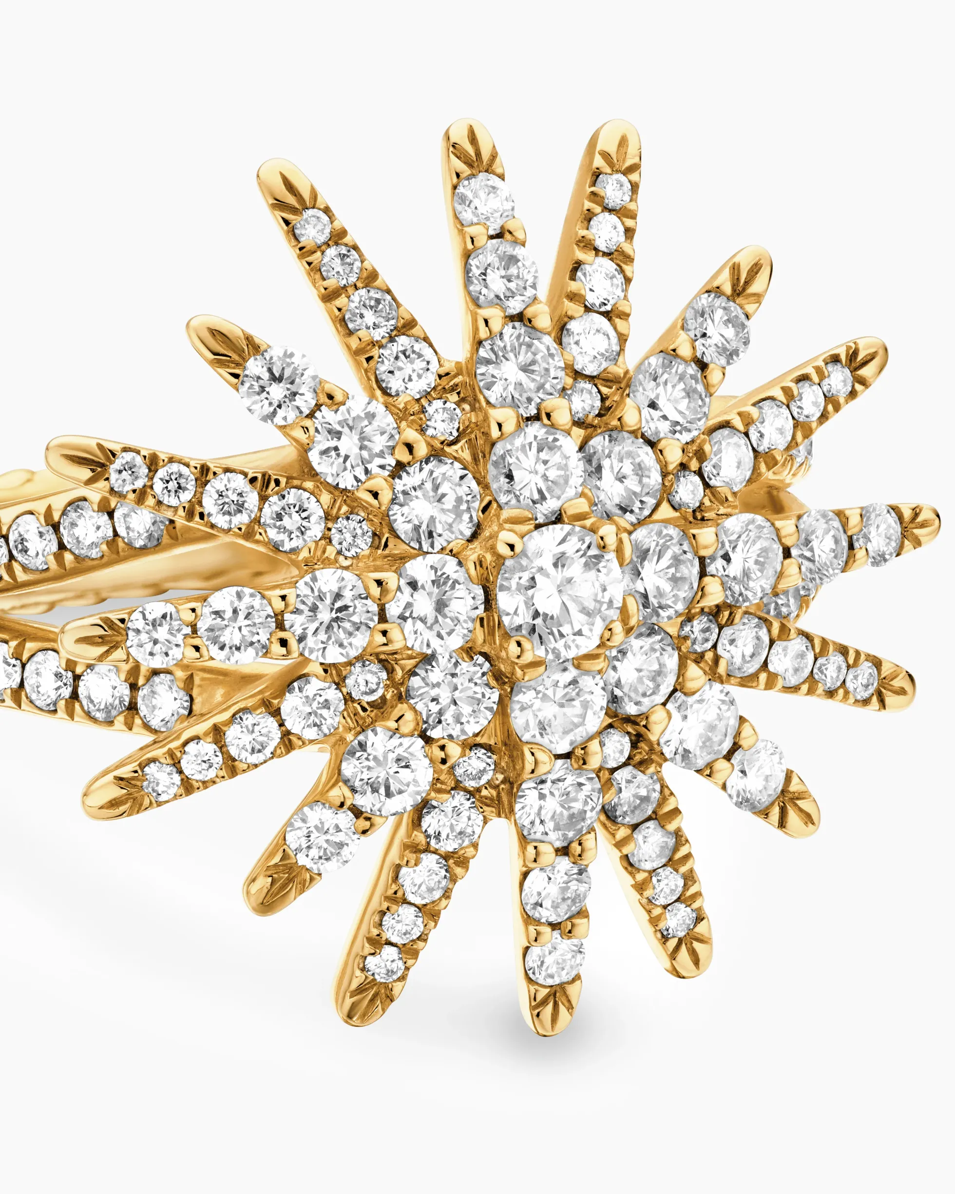 Starburst Ring 18K Yellow Gold with Diamonds, 20mm