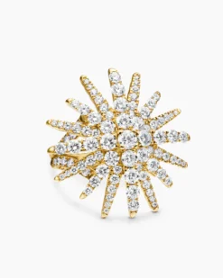 Starburst Ring 18K Yellow Gold with Diamonds, 28mm