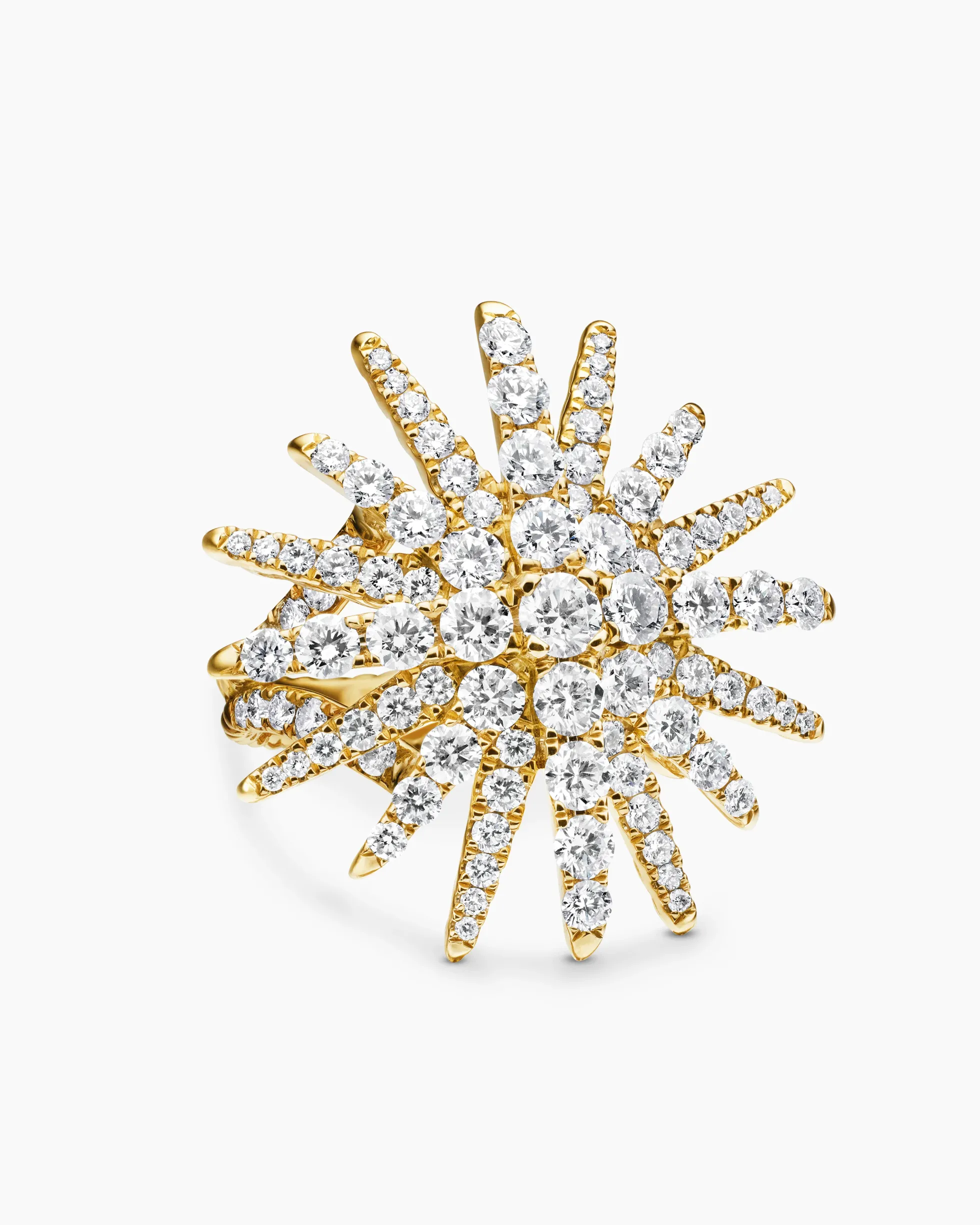 Starburst Ring 18K Yellow Gold with Diamonds, 28mm