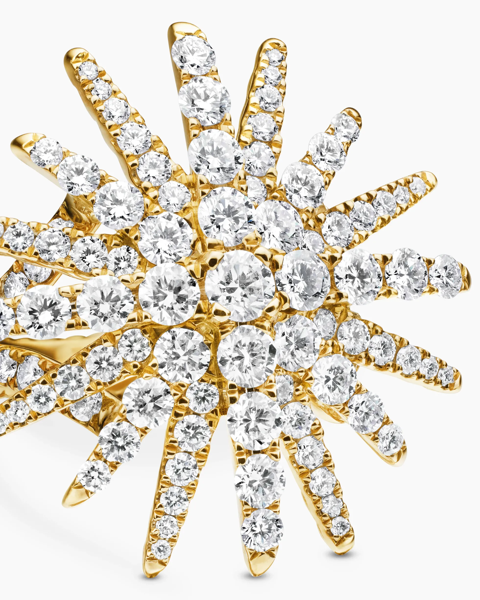 Starburst Ring 18K Yellow Gold with Diamonds, 28mm