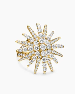 Starburst Ring 18K Yellow Gold with Diamonds, 28mm