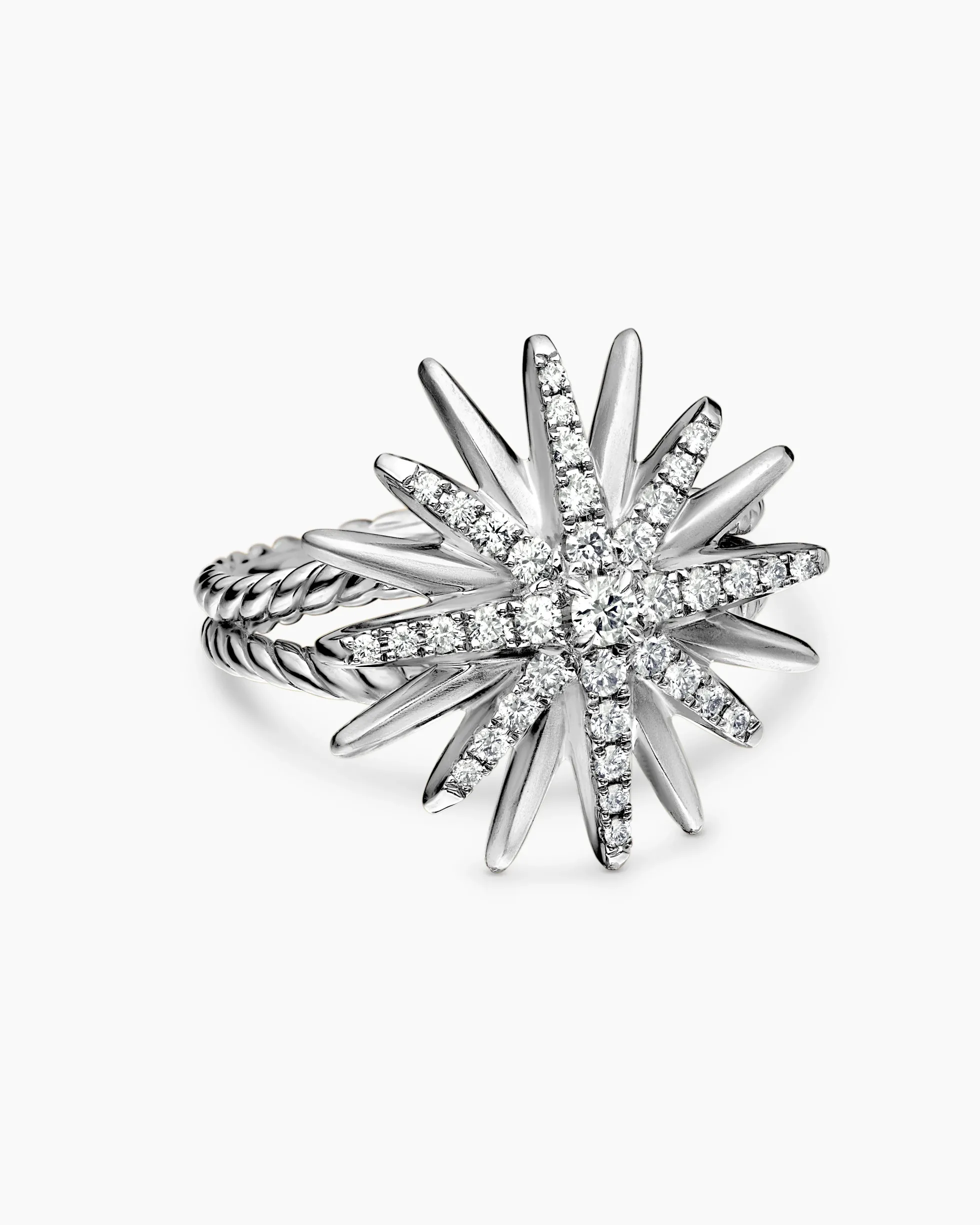 Starburst Ring Sterling Silver with Diamonds, 19mm