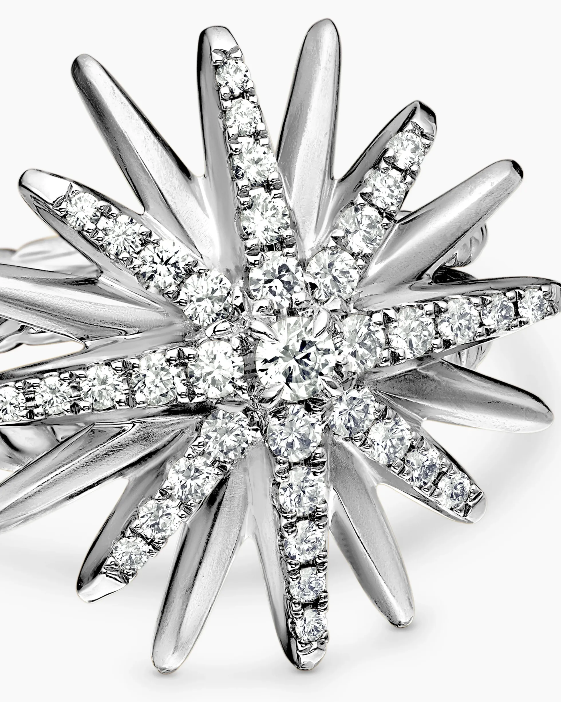 Starburst Ring Sterling Silver with Diamonds, 19mm