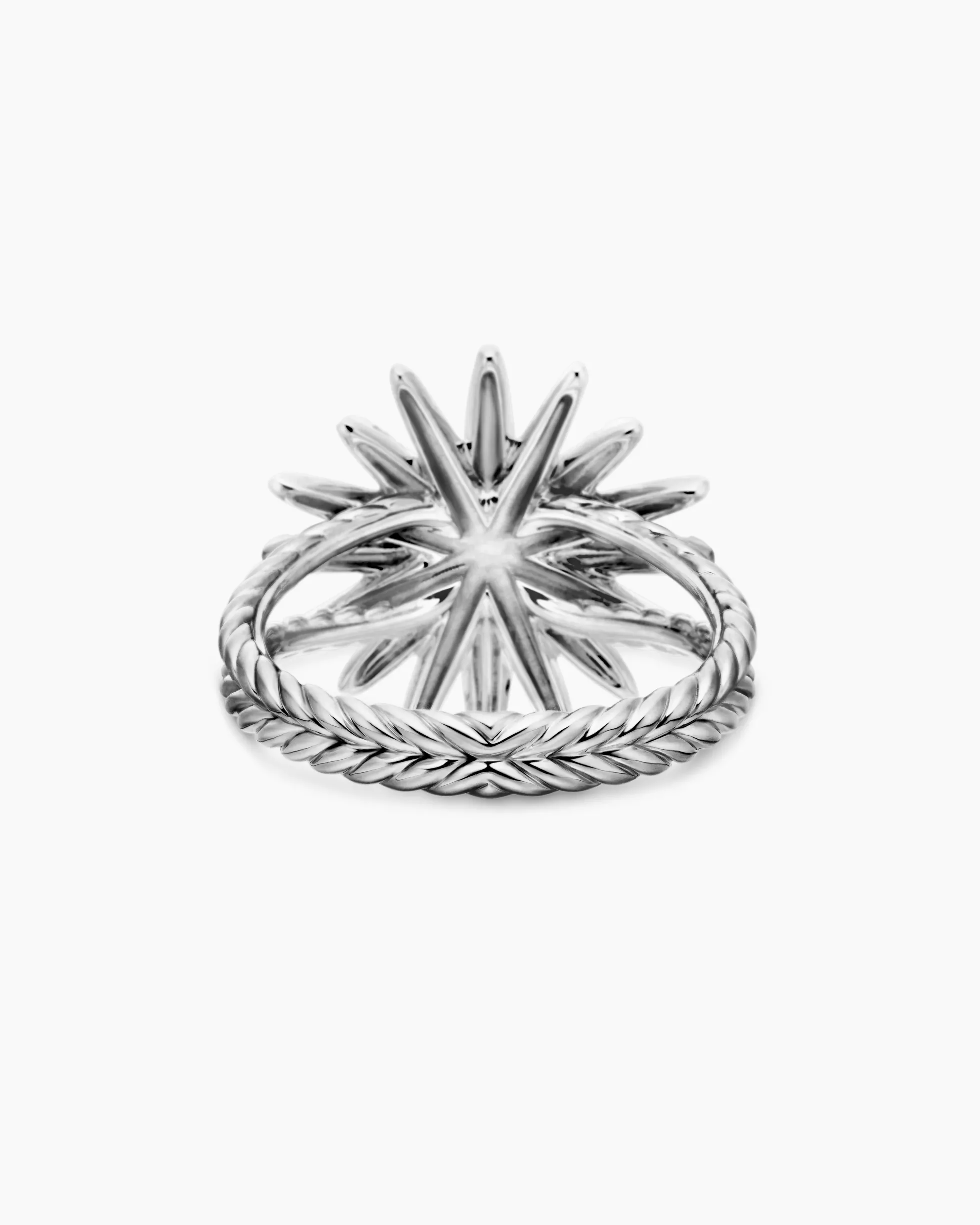 Starburst Ring Sterling Silver with Diamonds, 19mm