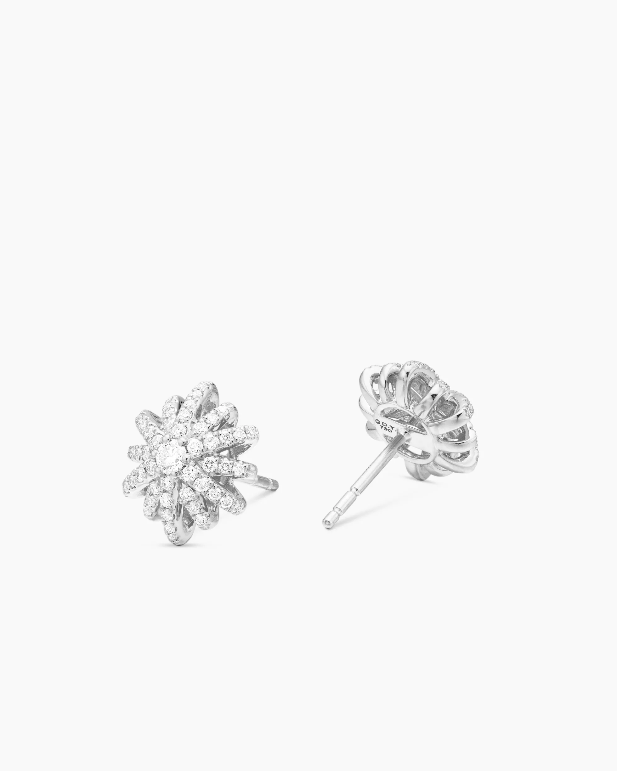 Starburst Stud Earrings 18K White Gold with Diamonds, 11.7mm