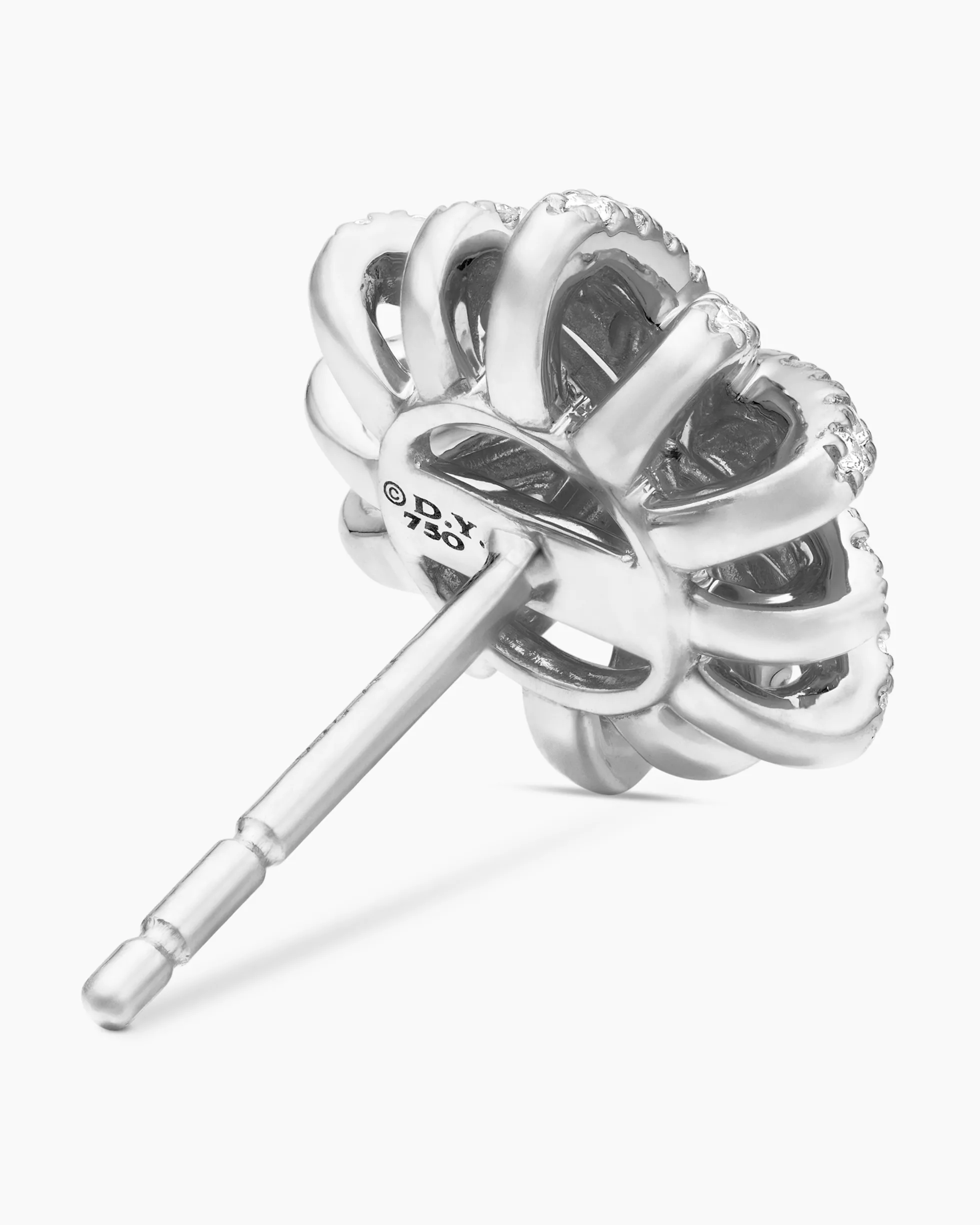 Starburst Stud Earrings 18K White Gold with Diamonds, 11.7mm