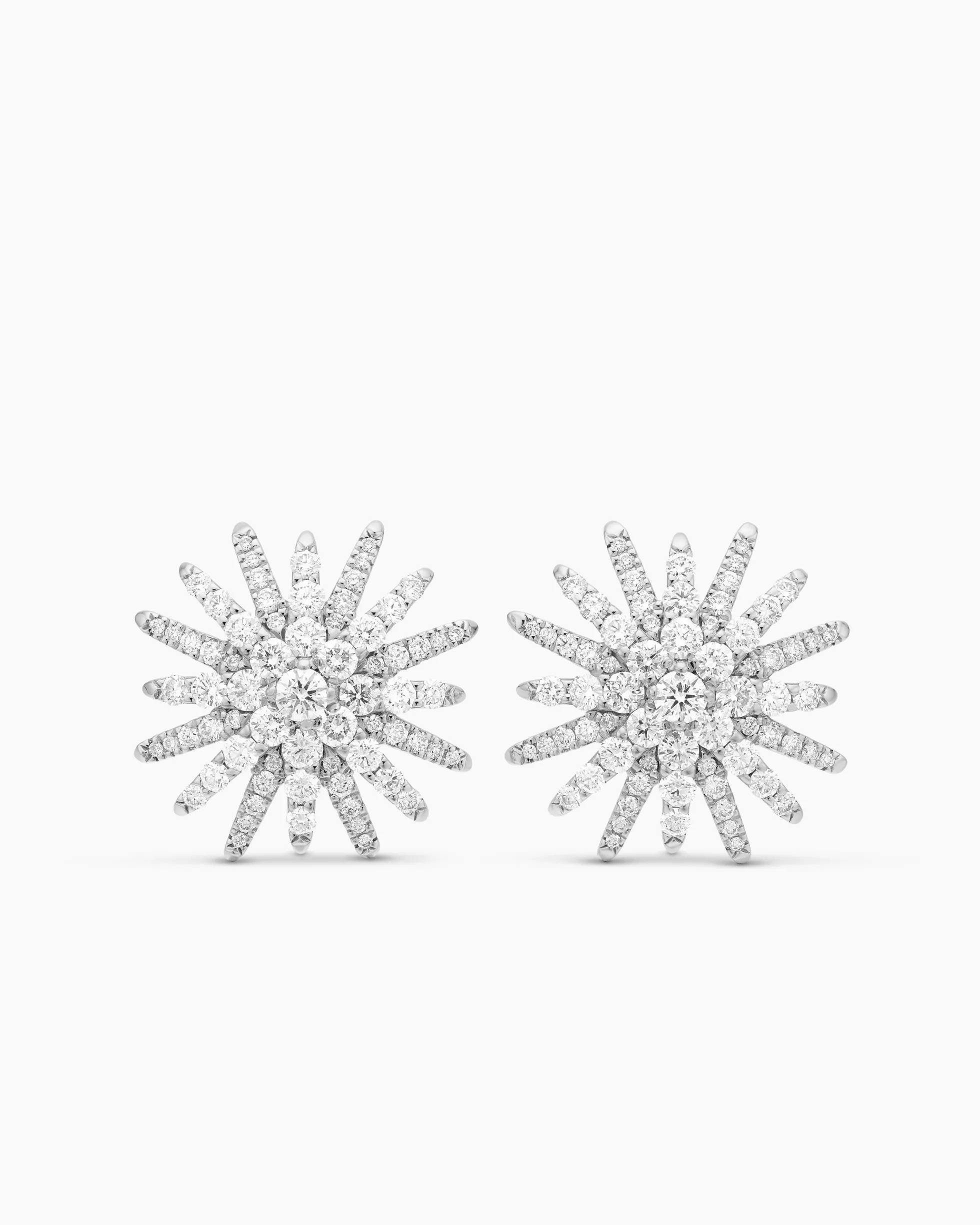Starburst Stud Earrings 18K White Gold with Diamonds, 19mm