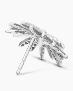 Starburst Stud Earrings 18K White Gold with Diamonds, 19mm