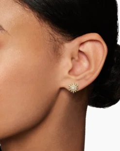 Starburst Stud Earrings 18K Yellow Gold with Diamonds, 11.7mm