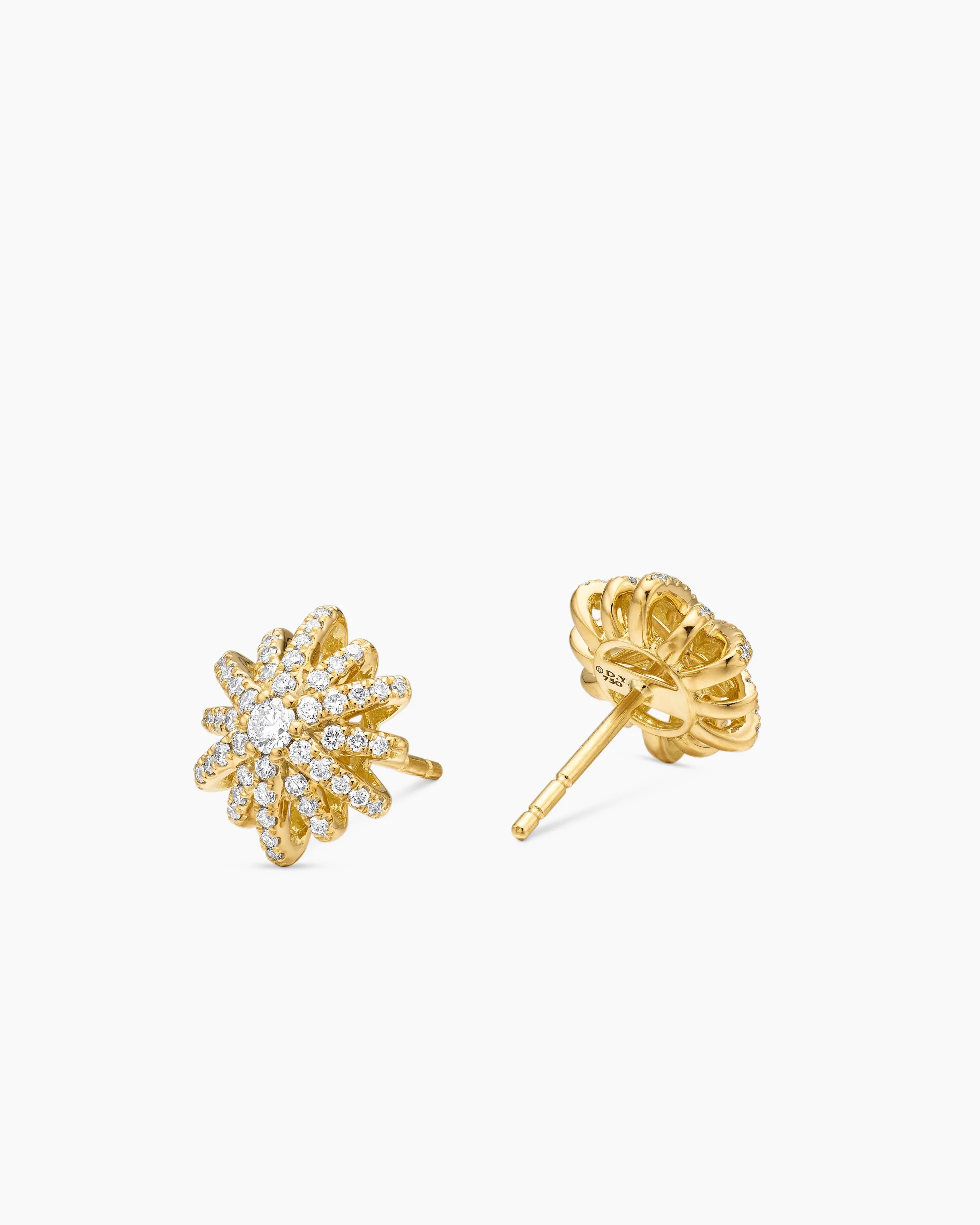Starburst Stud Earrings 18K Yellow Gold with Diamonds, 11.7mm