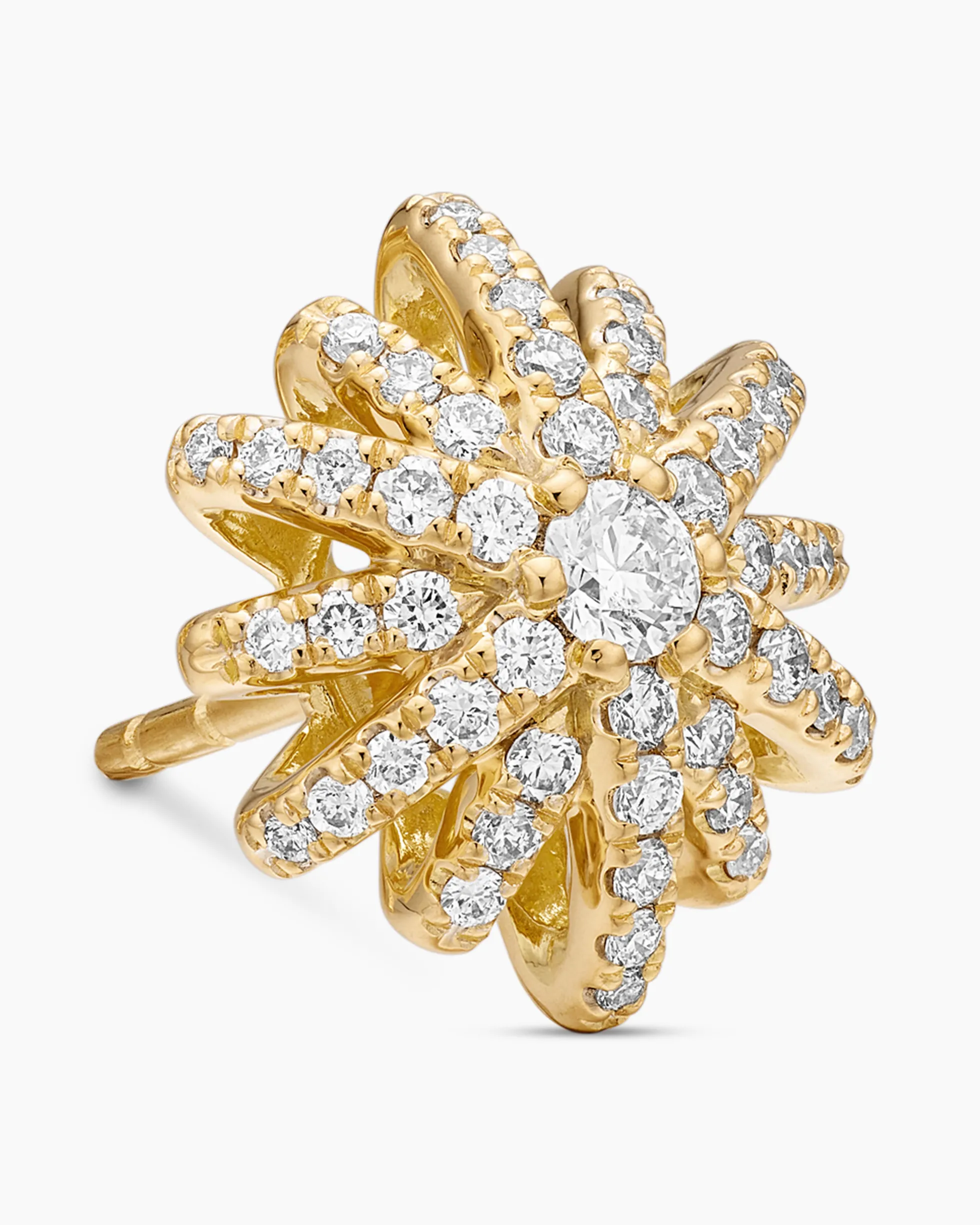 Starburst Stud Earrings 18K Yellow Gold with Diamonds, 11.7mm