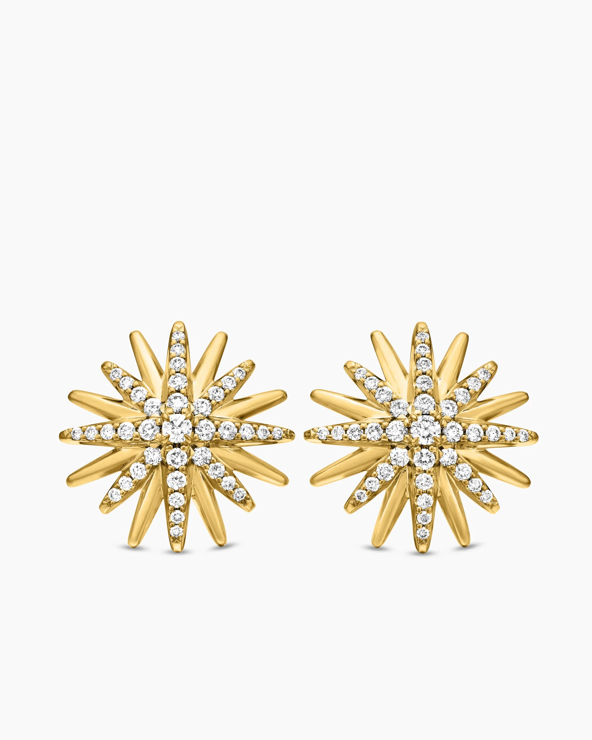 Starburst Stud Earrings 18K Yellow Gold with Diamonds, 19mm