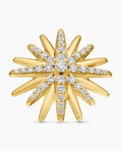 Starburst Stud Earrings 18K Yellow Gold with Diamonds, 19mm