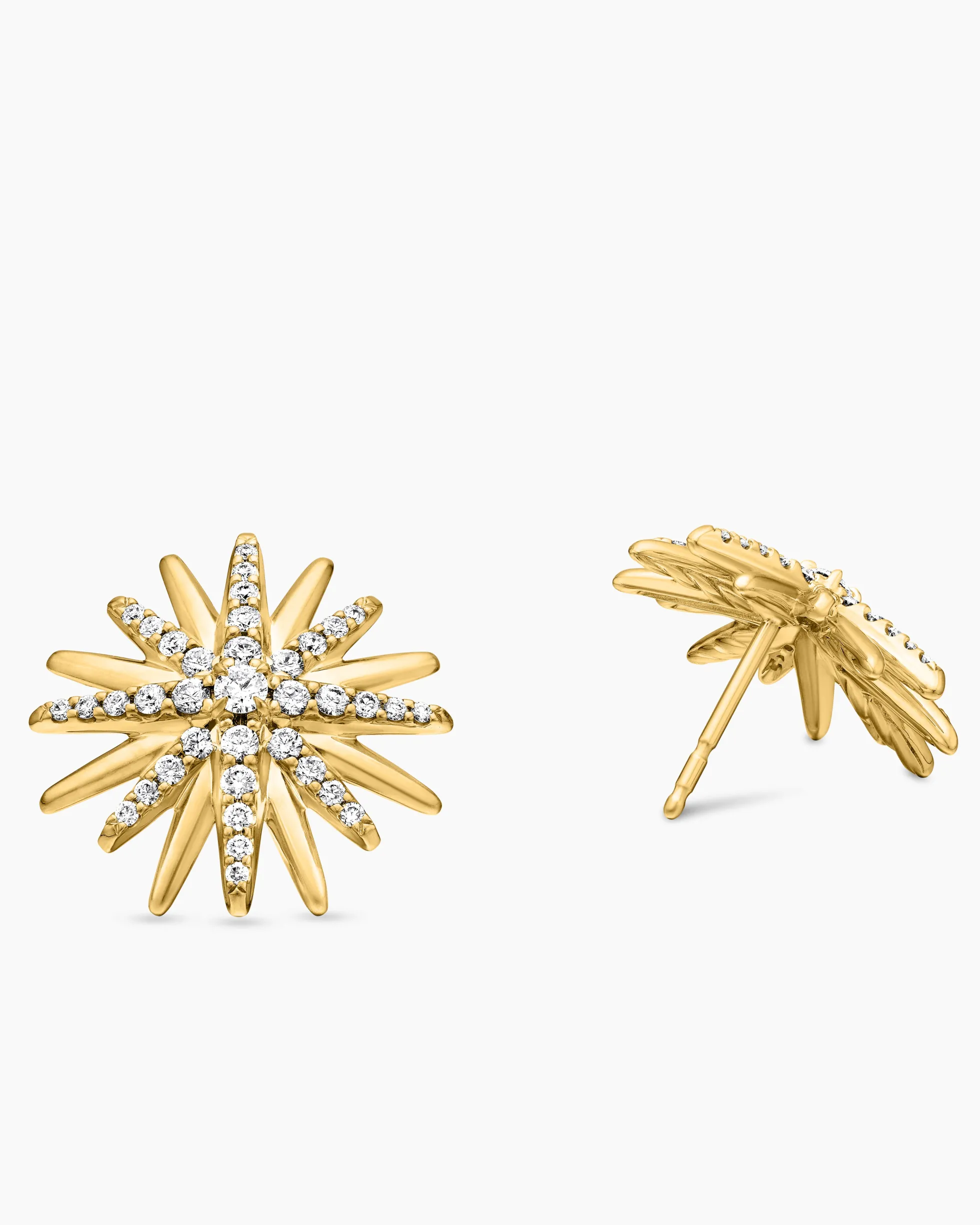Starburst Stud Earrings 18K Yellow Gold with Diamonds, 19mm